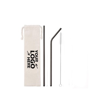  3 in 1 Black Drinking Straws Set with Cleaning Brush